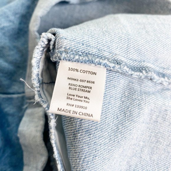 Show Me Your Mumu Reno Romper Small S Light Wash Denim Zip Front Pocket Revolve - Picture 6 of 8